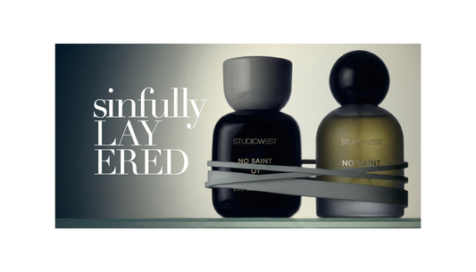 StudioWest beauty products including makeup, fragrances, and skincare styled for a bold everyday routine